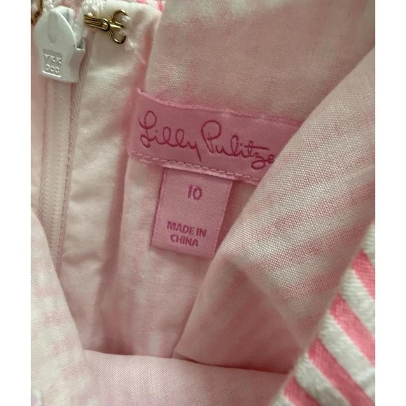 Lilly Pulitzer Pink Seersucker Ruffle Strap Sheath Dress Size 10 - Picture 4 of 5